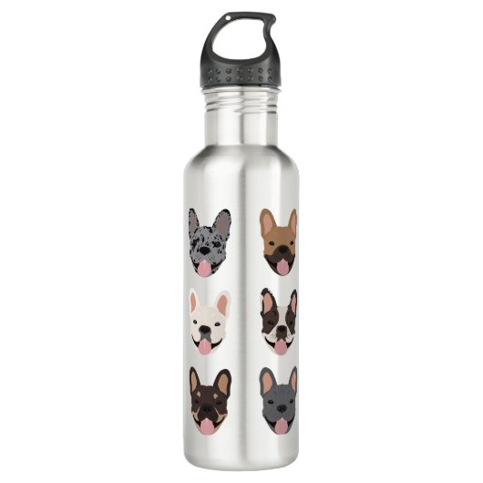 Cute French Bulldog Faces Pattern Waterfles (Voorkant)