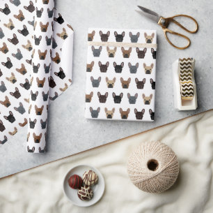 Cute French Bulldog Facts Pattern Cadeaupapier