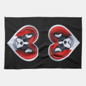 Cute French Bulldog Frenchie in Red Heart Theedoek (Horizontaal)