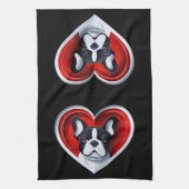 Cute French Bulldog Frenchie in Red Heart Theedoek (Verticaal)