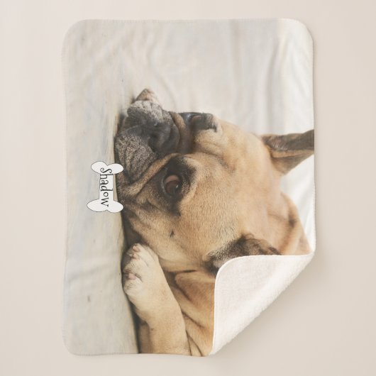 Cute French Bulldog Frenchie Puppy Name Bone Sherpa Deken (Voorkant)