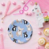 Cute French Bulldog Frenchies Birthday Cake Papieren Bordje (Feest)
