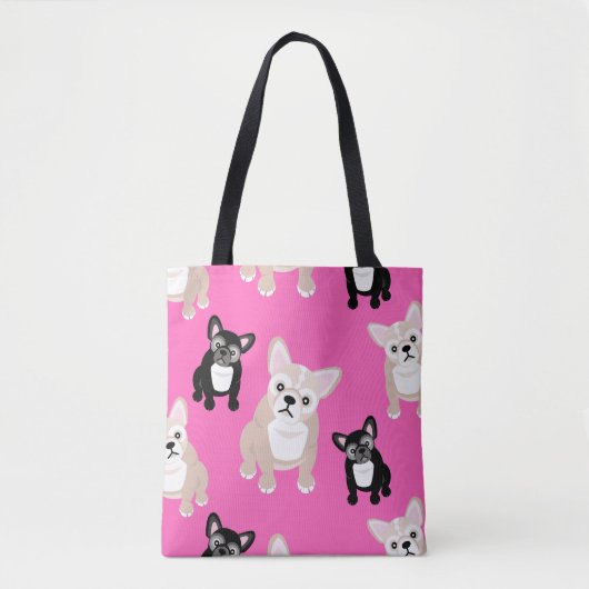 Cute French Bulldog Frenchies Pattern Tote Bag (Voorkant)