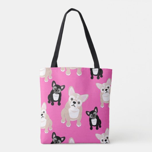 Cute French Bulldog Frenchies Pattern Tote Bag (Achterkant)