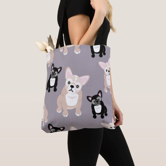 Cute French Bulldog Frenchies Pattern Tote Bag (Dichtbij)