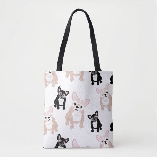 Cute French Bulldog Frenchies Pattern Tote Bag (Voorkant)