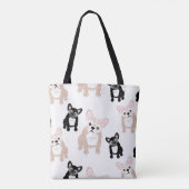 Cute French Bulldog Frenchies Pattern Tote Bag (Achterkant)