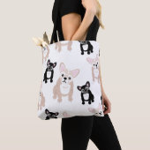 Cute French Bulldog Frenchies Pattern Tote Bag (Dichtbij)