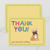 Cute French Bulldog Fun Floral Letters     Bedankkaart (Voorkant / Achterkant)