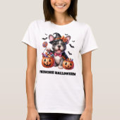 Cute French Bulldog Halloween Candy Witch T-shirt (Voorkant)