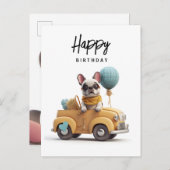 Cute French bulldog in vintage car Briefkaart (Voorkant / Achterkant)