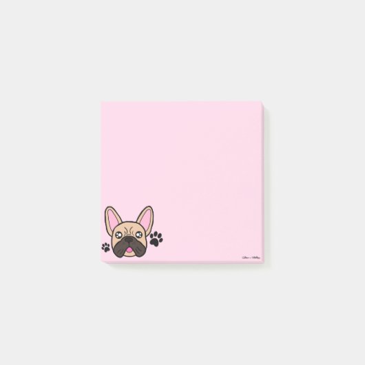 Cute French Bulldog Kawaii Light Roze Post-it® Notes (Voorkant)