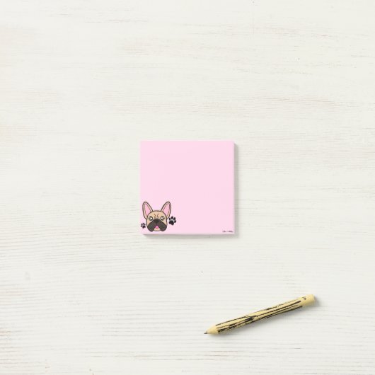 Cute French Bulldog Kawaii Light Roze Post-it® Notes (Op bureau)