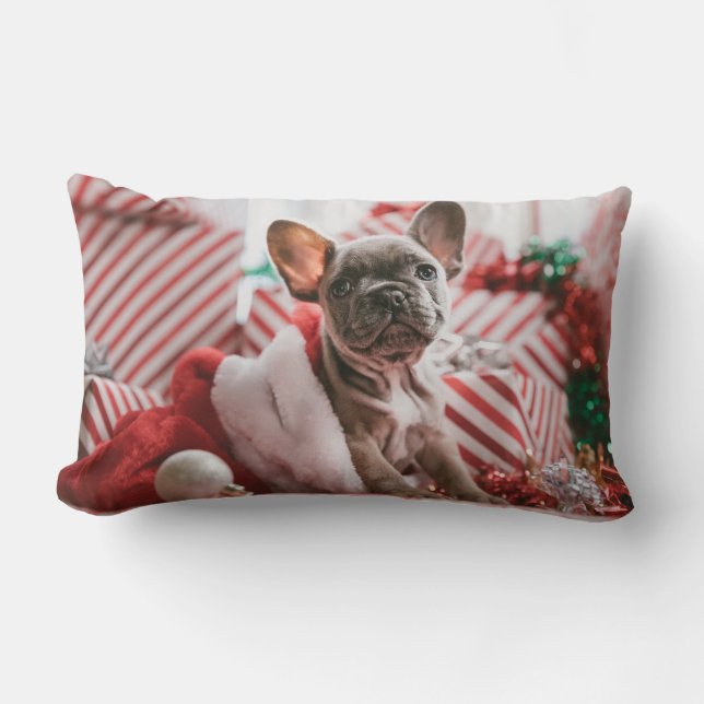 "Cute French Bulldog Kersthond Pillow" Kussen (Voorkant)