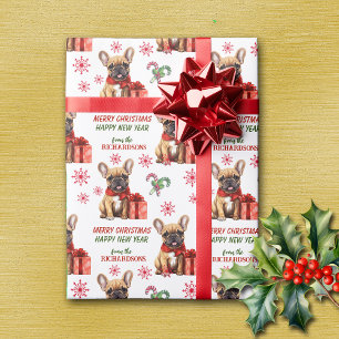 Cute French Bulldog Kerstmis Cadeaupapier