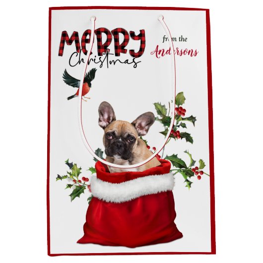 Cute French Bulldog Kerstmis Medium Cadeauzakje (Voorkant)