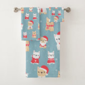 Cute French Bulldog kerstpattern Bad Handdoek (Insitu)