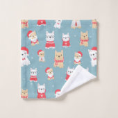 Cute French Bulldog kerstpattern Bad Handdoek (Wasdoekje)