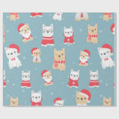 Cute French Bulldog kerstpattern Cadeaupapier (Vlak)