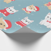Cute French Bulldog kerstpattern Cadeaupapier (Hoek)
