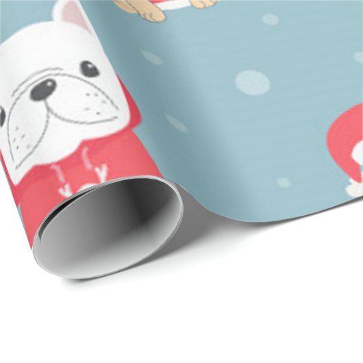 Cute French Bulldog kerstpattern Cadeaupapier (Rol Hoek)
