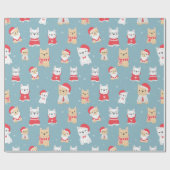 Cute French Bulldog kerstpattern Cadeaupapier (Vlak)