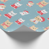 Cute French Bulldog kerstpattern Cadeaupapier (Hoek)