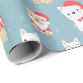 Cute French Bulldog kerstpattern Cadeaupapier (Rol Hoek)