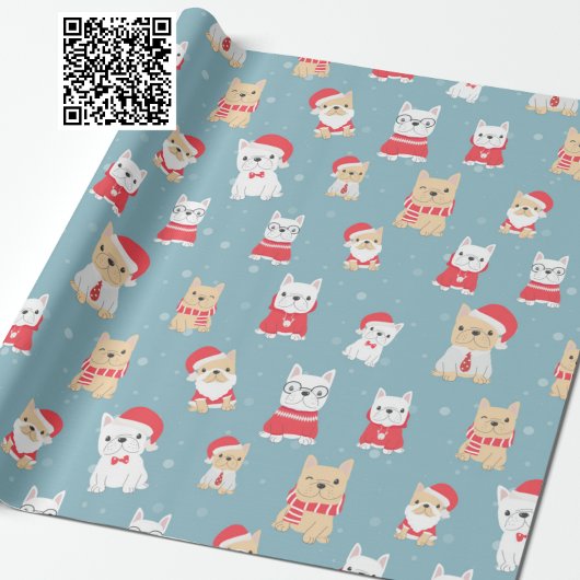 Cute French Bulldog kerstpattern Cadeaupapier
