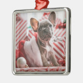 Cute French Bulldog kerstversiering Metalen Ornament (Links)