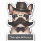 Cute French Bulldog Kinder Name Sticker (Voorkant)