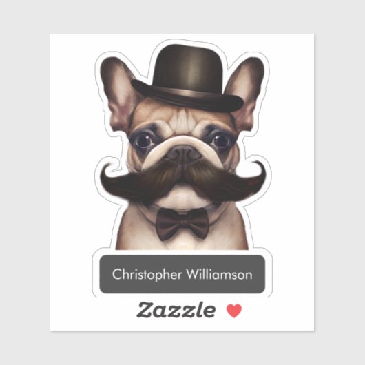 Cute French Bulldog Kinder Name Sticker (Vel)
