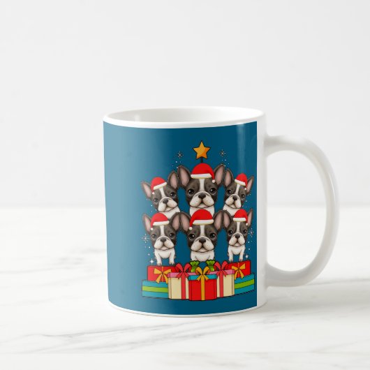 Cute French Bulldog Le Frenchie Christmas Tree Xma Koffiemok (Rechts)