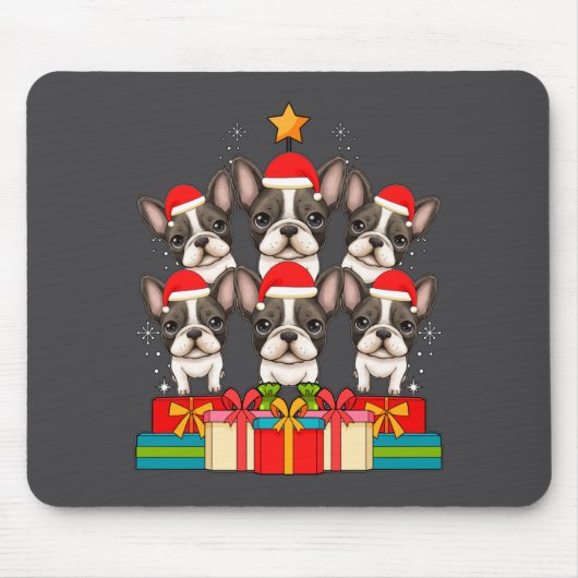Cute French Bulldog Le Frenchie Christmas Tree Xma Muismat (Voorkant)