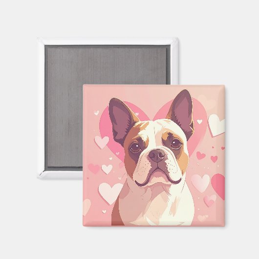 Cute French Bulldog Love Magnet (Voorkant / Achterkant)