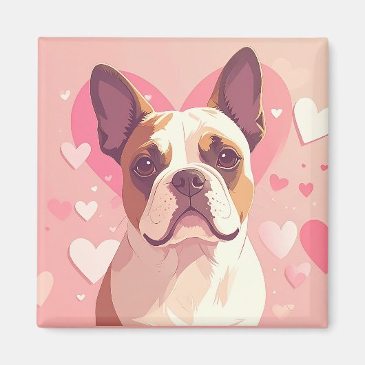 Cute French Bulldog Love Magnet (Voorkant)