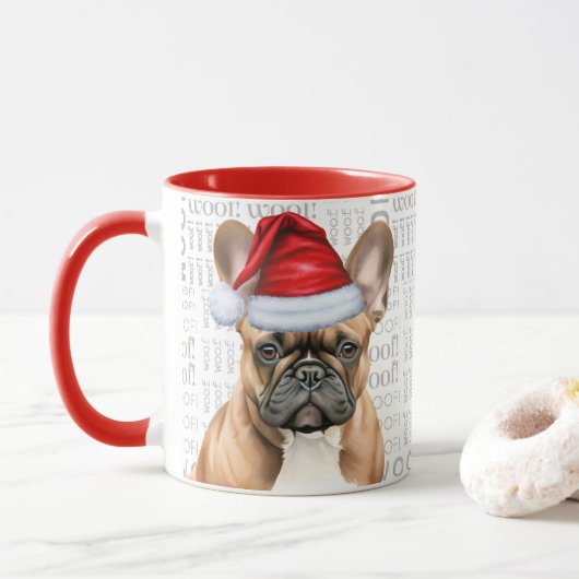 Cute French Bulldog Lover Christmas Holiday Mok (Met donut)