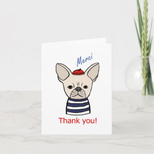 Cute French Bulldog Merci Beaucoup Bedankt Kaart