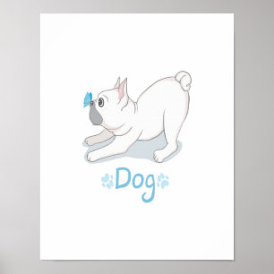 Cute French bulldog met Butterfly Poster