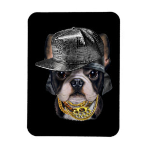 Cute French Bulldog met Hip Hop Rapper Pet Magneet