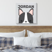 Cute French Bulldog met Personalized Name Canvas (Insitu (Slaapkamer))