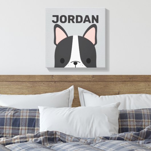 Cute French Bulldog met Personalized Name Canvas (Insitu (Slaapkamer))