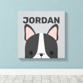 Cute French Bulldog met Personalized Name Canvas (Insitu (Houten vloer))