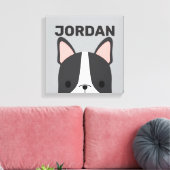 Cute French Bulldog met Personalized Name Canvas Afdruk (Insitu (Woonkamer))