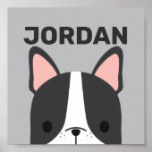 Cute French Bulldog met Personalized Name Poster (Voorkant)