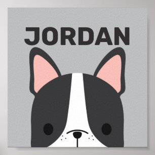 Cute French Bulldog met Personalized Name Poster
