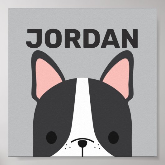 Cute French Bulldog met Personalized Name Poster (Voorkant)