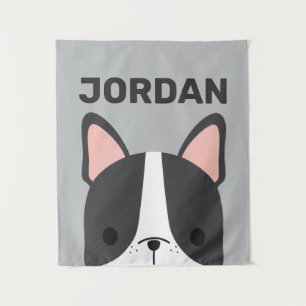 Cute French Bulldog met Personalized Name Tapestr Wandkleed