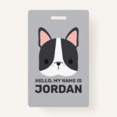 Cute French Bulldog met Persoonlijke naam Badge (Voorkant)