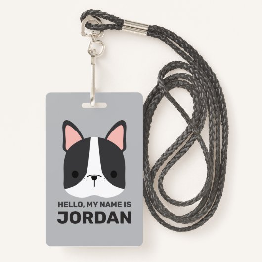 Cute French Bulldog met Persoonlijke naam Badge (Voorkant met draagriem)